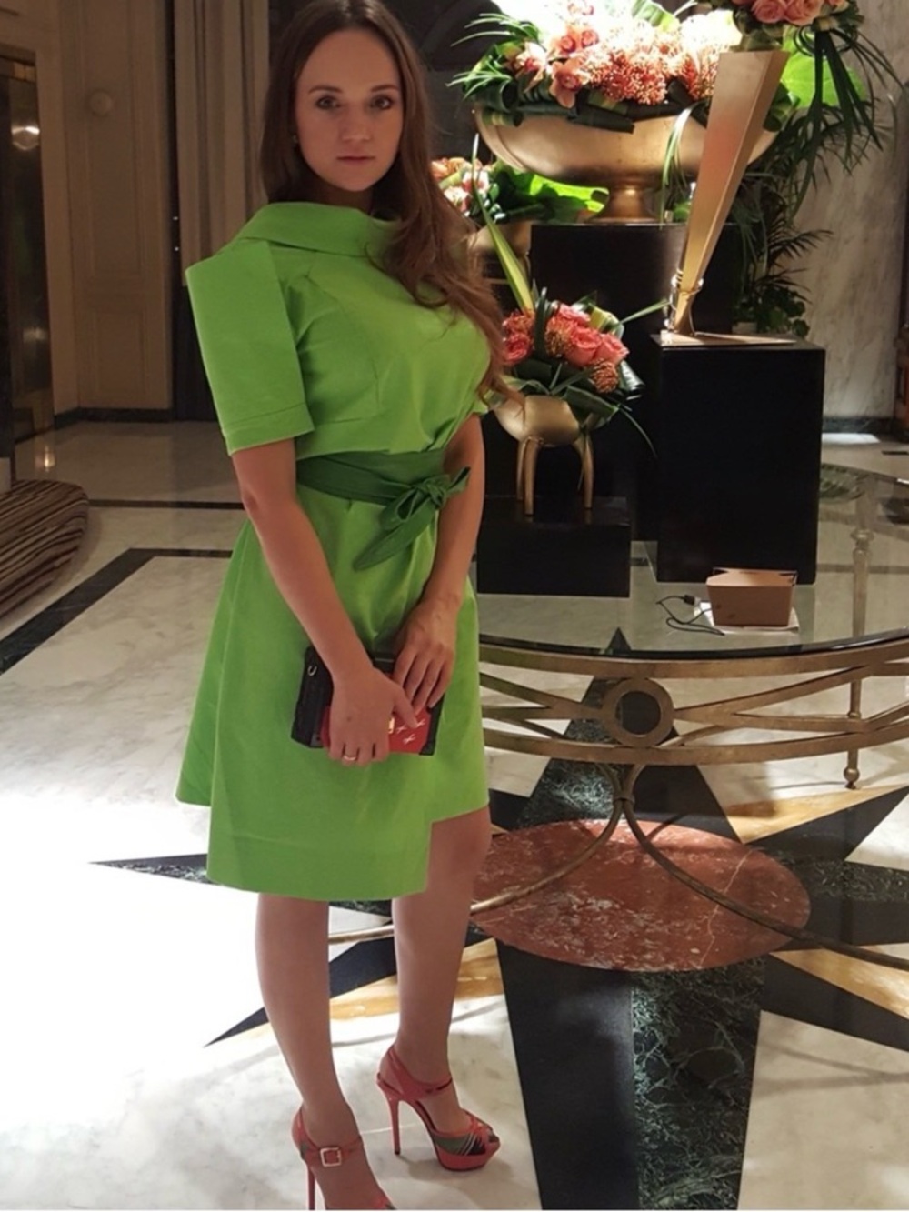 Handmade Architectural Lime Green Cotton Shift Dress - Avant Garde Mini